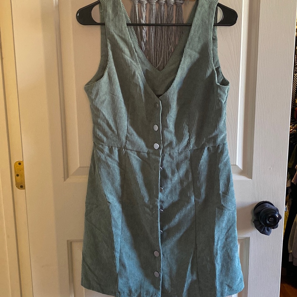 Green button up corduroy  medium Shein dress